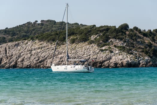 Sailing boat in Voidokilia beach, Messinia, Peloponnese