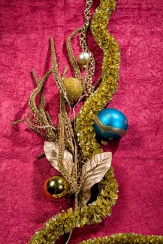 Decorative still life on a studio fabric background
