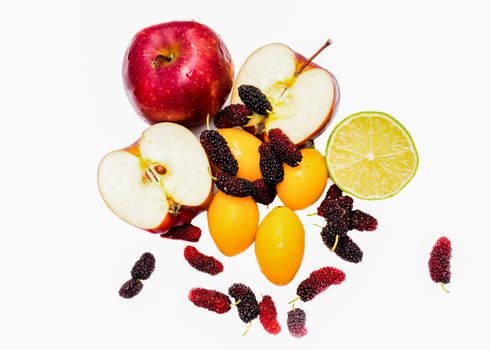 Assortment of exotic fruits isolated on white