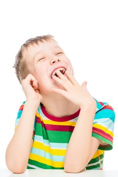 boy on white background, studio portrait