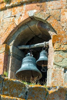Closeup of a bell in an orthodox temple in the belfry, Georgia