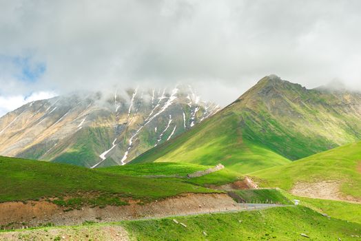 Journey through Georgia in June, beautiful mountains and clouds