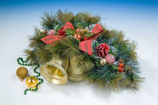 Composition with New Year's accessories on a studio background