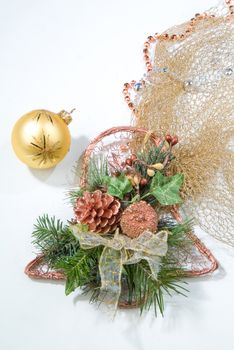 Composition with New Year's accessories on a studio background
