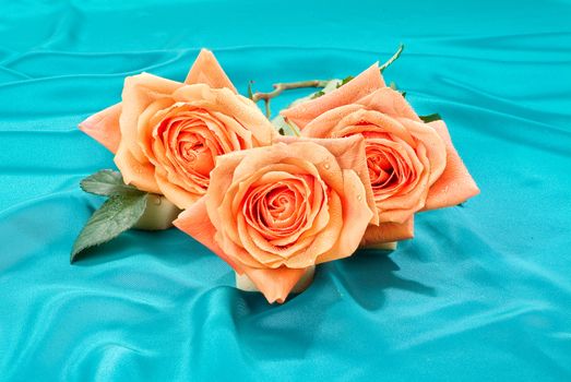 Still life with bouquet of flowers and accessories on a studio background