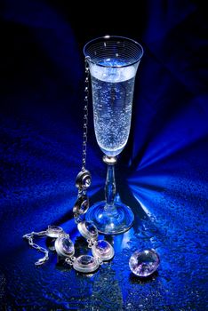Jewelry on a glass studio background