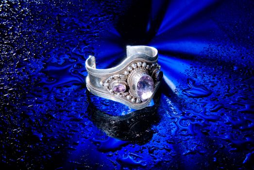 Jewelry on a glass studio background