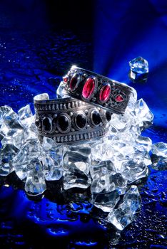 Jewelry on a glass studio background