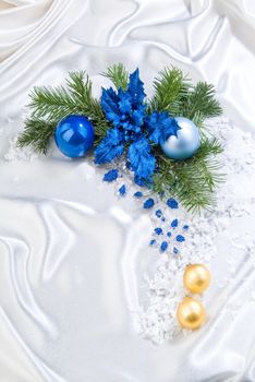 Still life with New Year accessories on a studio background