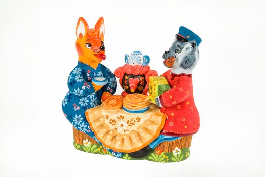 Russian traditioanl handmade dolls on a studio background