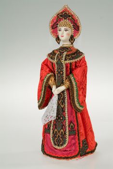 Russian traditioanl handmade dolls on a studio background