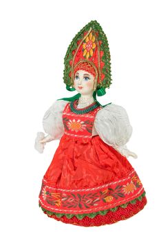 Russian traditioanl handmade dolls on a studio background
