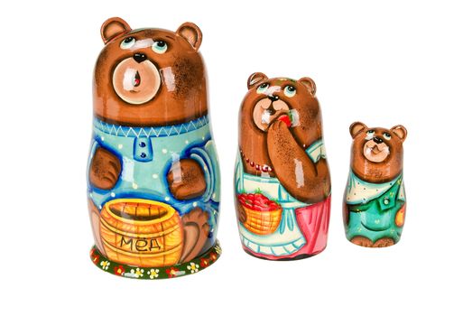 Russian traditioanl handmade dolls on a studio background