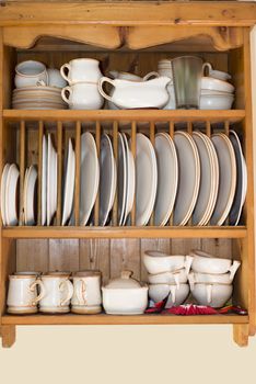 old wooden dresser for dishware collection