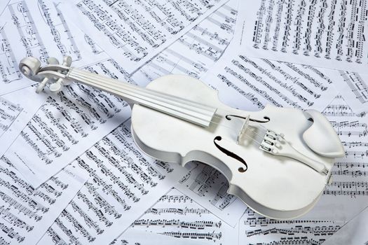 White violin on the notes