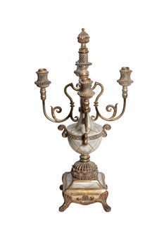 Old bronze girandole with enamel on isolated background