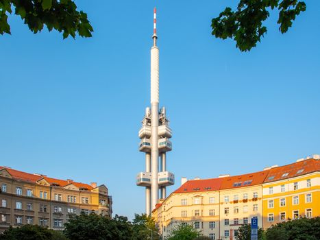Zizkov Television Tower in Prague, Czech Republic.