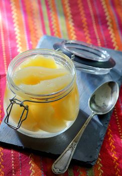 Homemade Half pears compote
