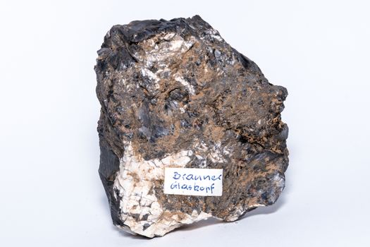 Brown limonite on black gemstone gem jewel mineral precious stone