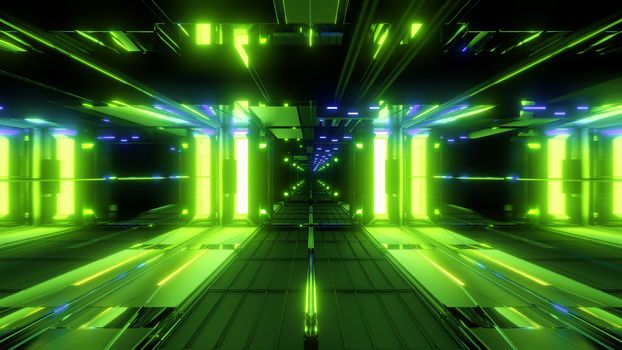 nice glowing space tunnel background wallpaper 3d rendering, modern futur airship corridor background