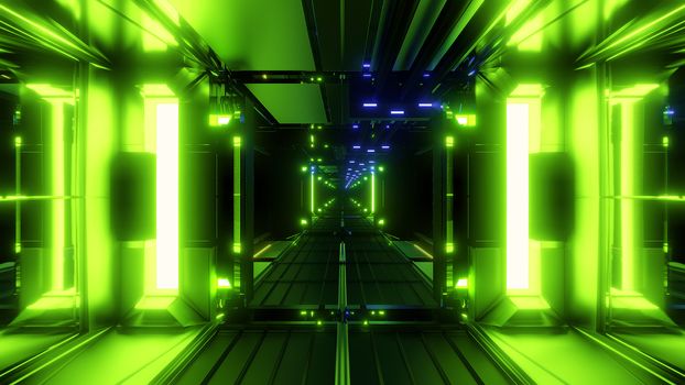 nice glowing space tunnel background wallpaper 3d rendering, modern futur airship corridor background