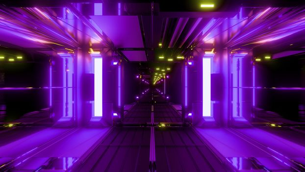 nice glowing space tunnel background wallpaper 3d rendering, modern futur airship corridor background