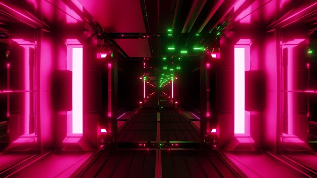 nice glowing space tunnel background wallpaper 3d rendering, modern futur airship corridor background