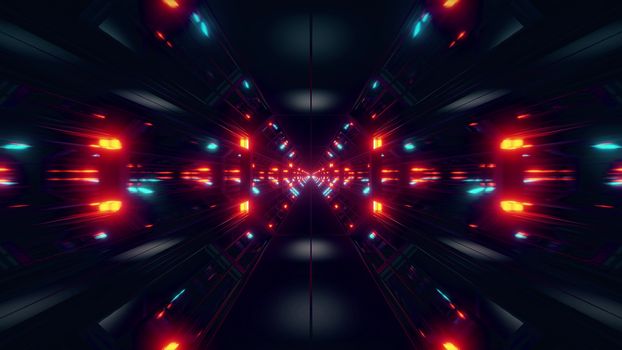 black scifi space tunnel background wallpaper with nice glow 3d rendering, 3d illustration of a space shit hangar corridor with nice glow