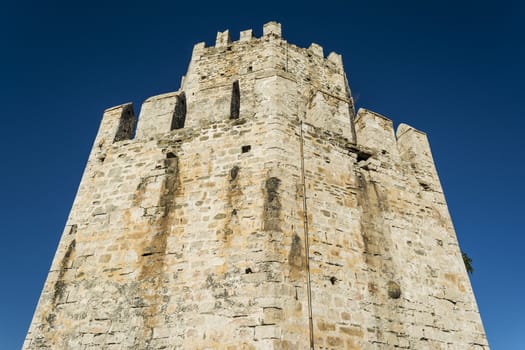 Wall of the Methoni Venetian Fortress in the Peloponnese, Messenia, Greece. The castle of Methoni was built by the Venetians after 1209.