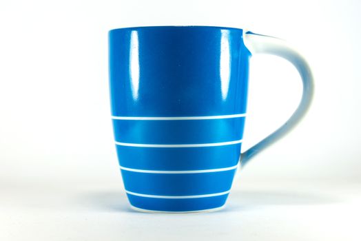 blue cup on white background.