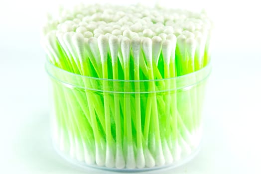 cotton bud on white background.