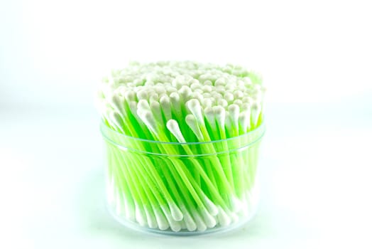 cotton bud on white background.