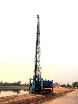 Piling machine on Construction area.