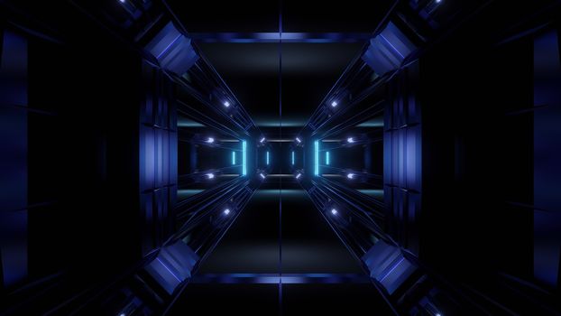 futuristic science-fiction tunnel corridor 3d illustration background, modern future space airship tunnel 3d render wallpaper