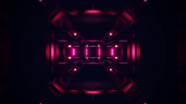 futuristic science-fiction tunnel corridor 3d illustration background, modern future space airship tunnel 3d render wallpaper