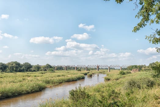 The historic railroad bridge over the Sabie River at Skukuza