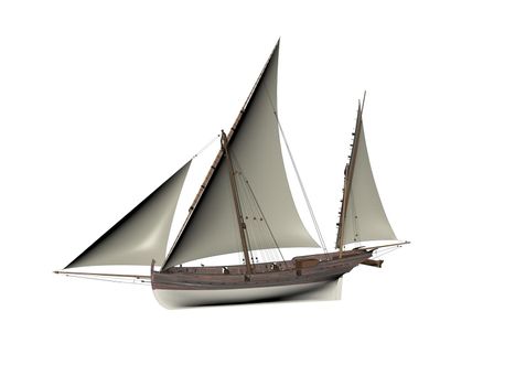 Illustration Sailboat On The Sea and sky - 3d rendering