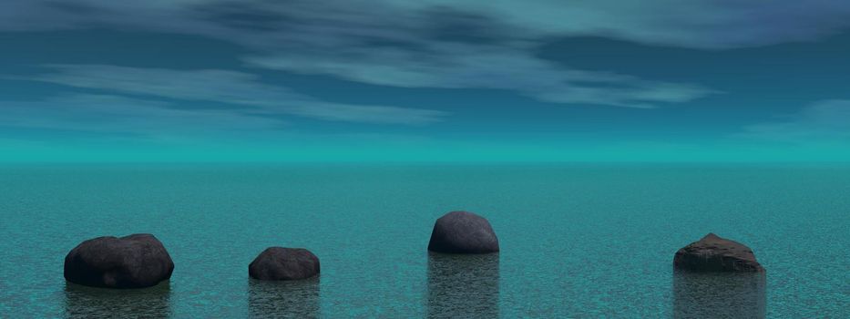 Meditation and stone landscape - 3D rendering