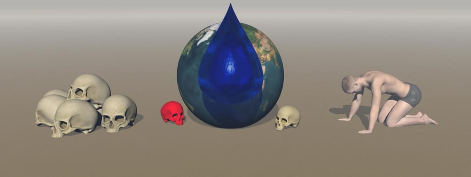 Lack of water on the planet - 3d rendering