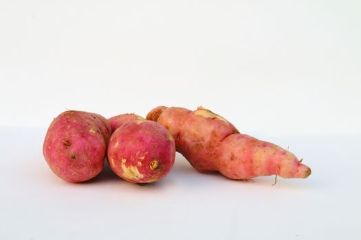 sweet potato on white background.