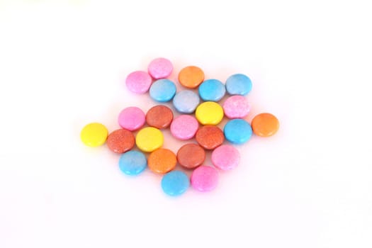 colorful candy on white background.