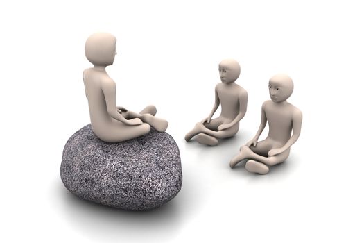 3d people in meditation  