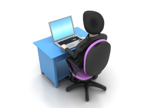  man in a modern desk with laptop  