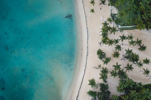 Aerial view of tropical beach.Samana peninsula,Bahia Principe beach,Dominican Republic.