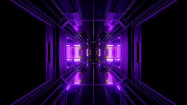 futuristic science-fiction tunnel corridor 3d illustration background, modern future space airship tunnel 3d render wallpaper