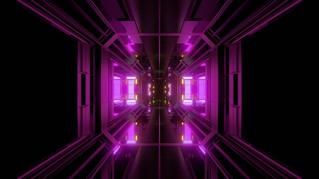 futuristic science-fiction tunnel corridor 3d illustration background, modern future space airship tunnel 3d render wallpaper