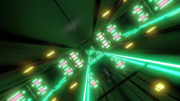 rotating space tunnel corridor background 3d illustration, futuristic scifi wallpaper 3d rendering