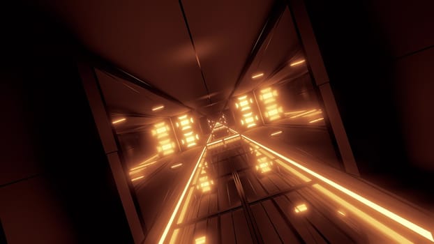 rotating space tunnel corridor background 3d illustration, futuristic scifi wallpaper 3d rendering