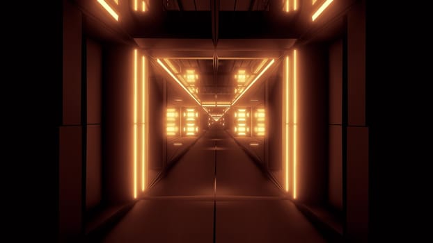 rotating space tunnel corridor background 3d illustration, futuristic scifi wallpaper 3d rendering