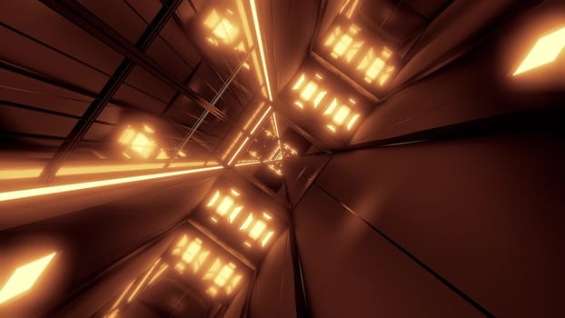 rotating space tunnel corridor background 3d illustration, futuristic scifi wallpaper 3d rendering